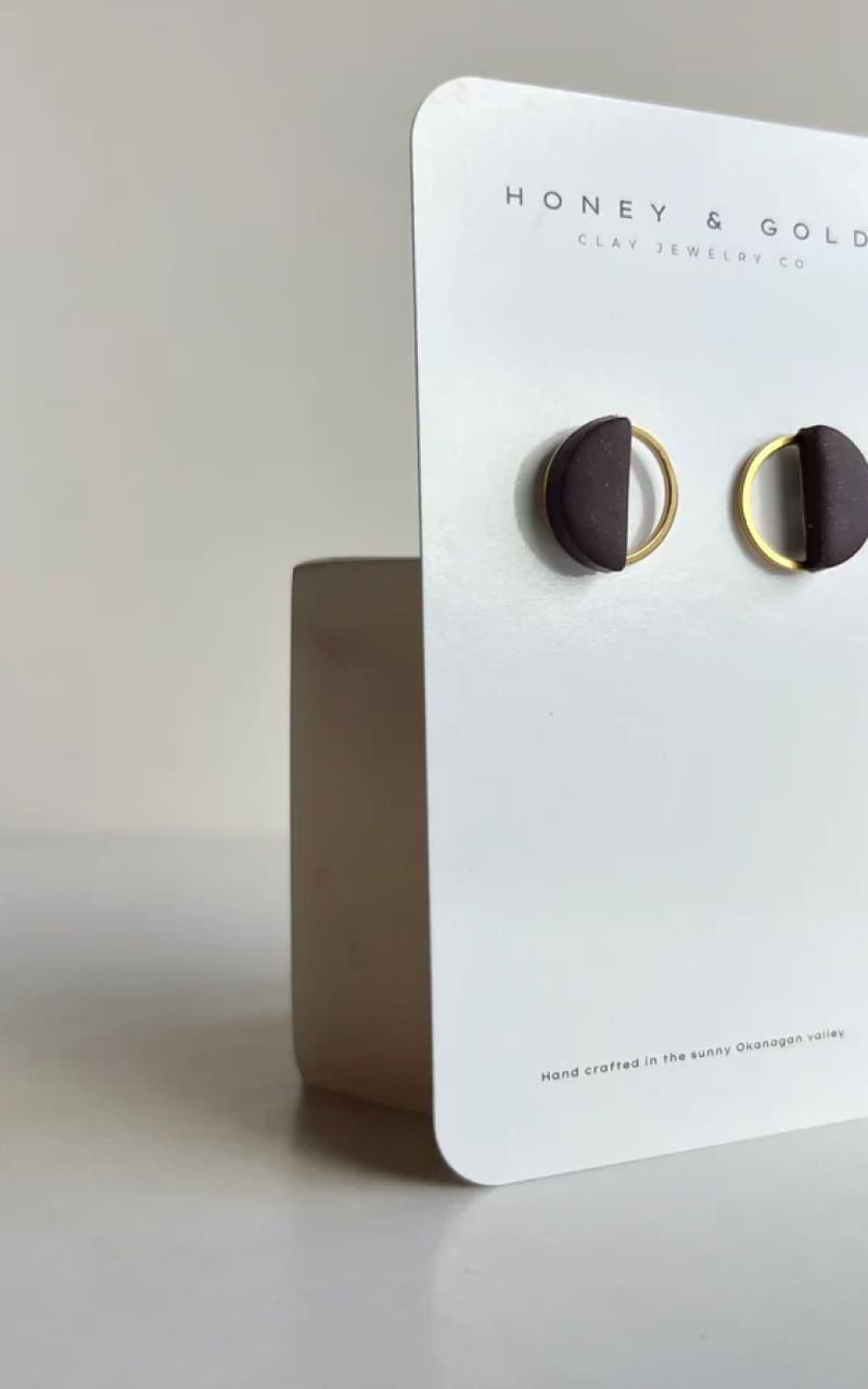 Honey & Gold Jewelry Co- Rin Stud Earrings - Mulled Berry