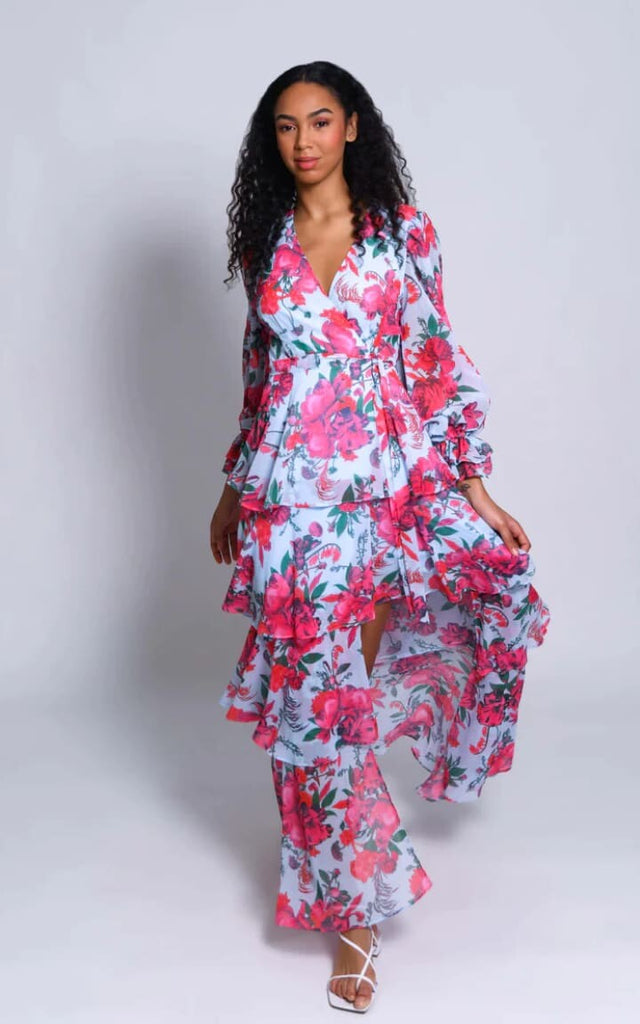 Hutch - Bardot Wrap Dress in Icy Floral - Dresses