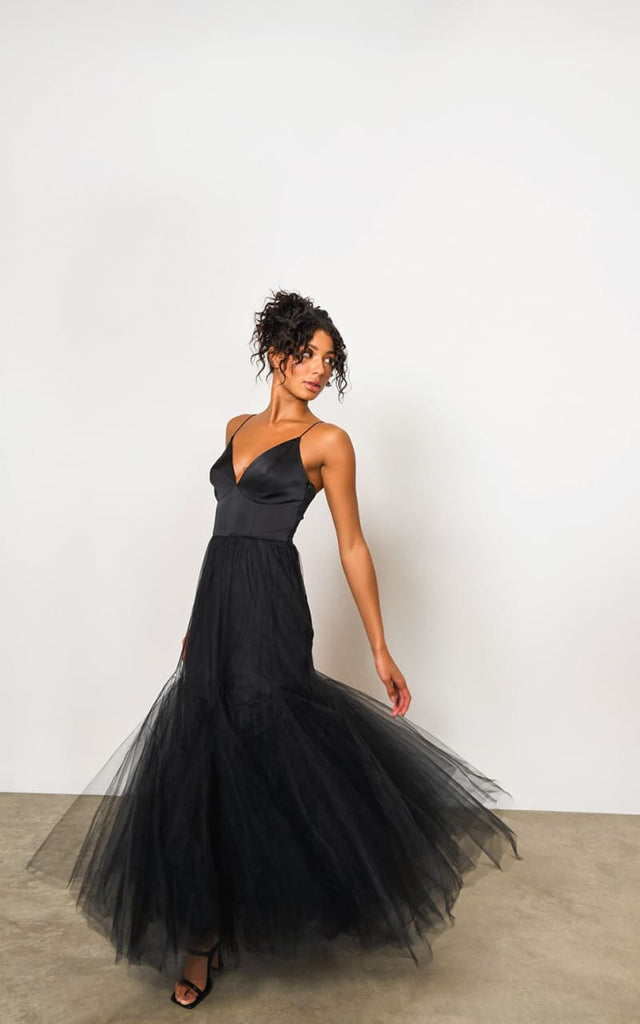 Hutch - Lucia Godet Skirt Gown - BLACK / 2 - Dresses