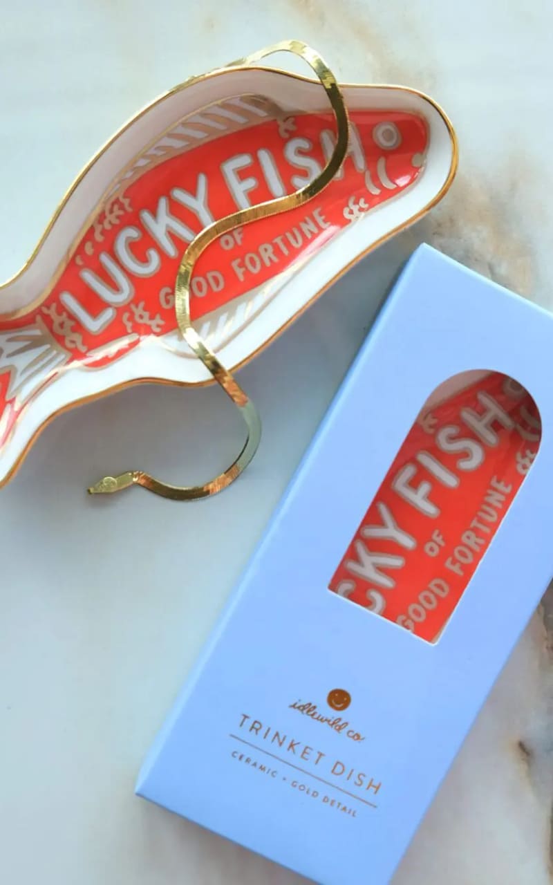 Idlewild Co.- Fortune Fish Porcelain Trinket Dish - Gift &