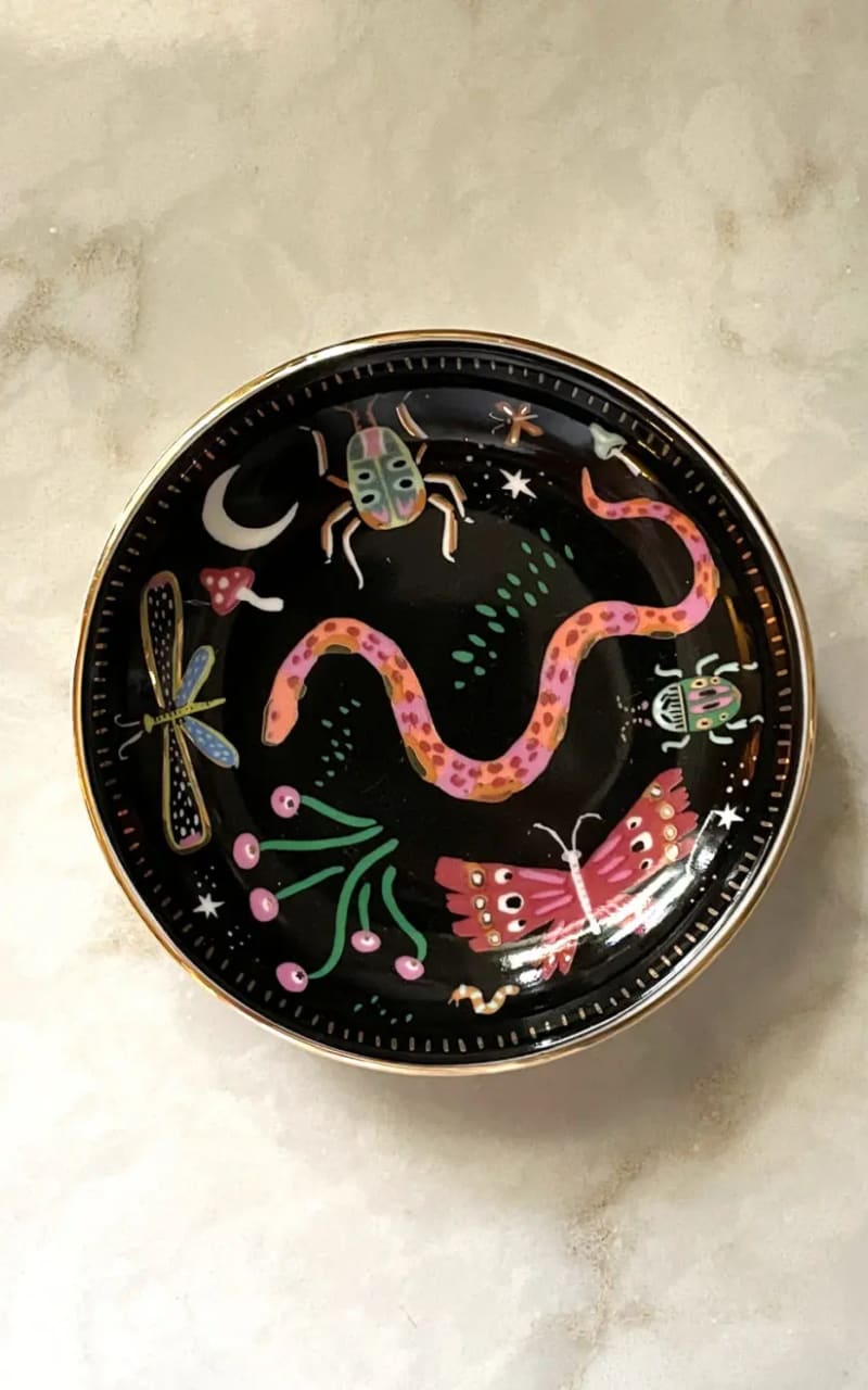 Idlewild Co.- Midnight Garden Porcelain Trinket Dish - Gift