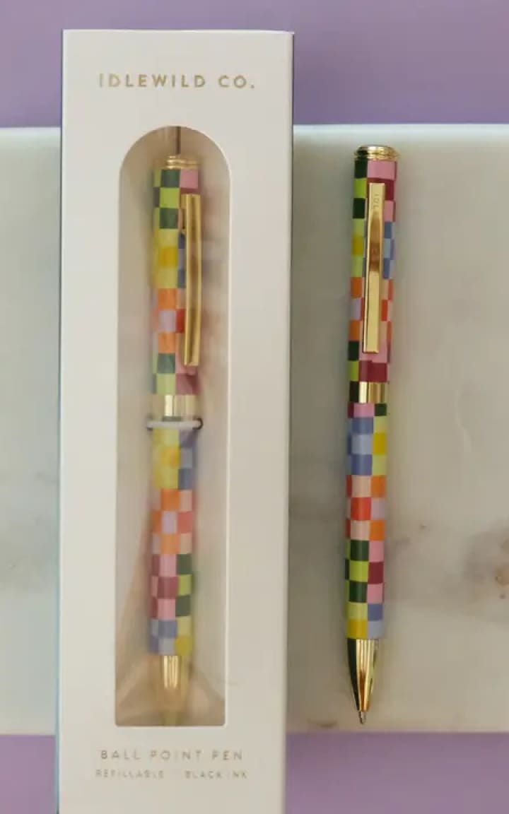 Idlewild Co.- Rainbow Check Ballpoint Luxe Pen - Gift & Home