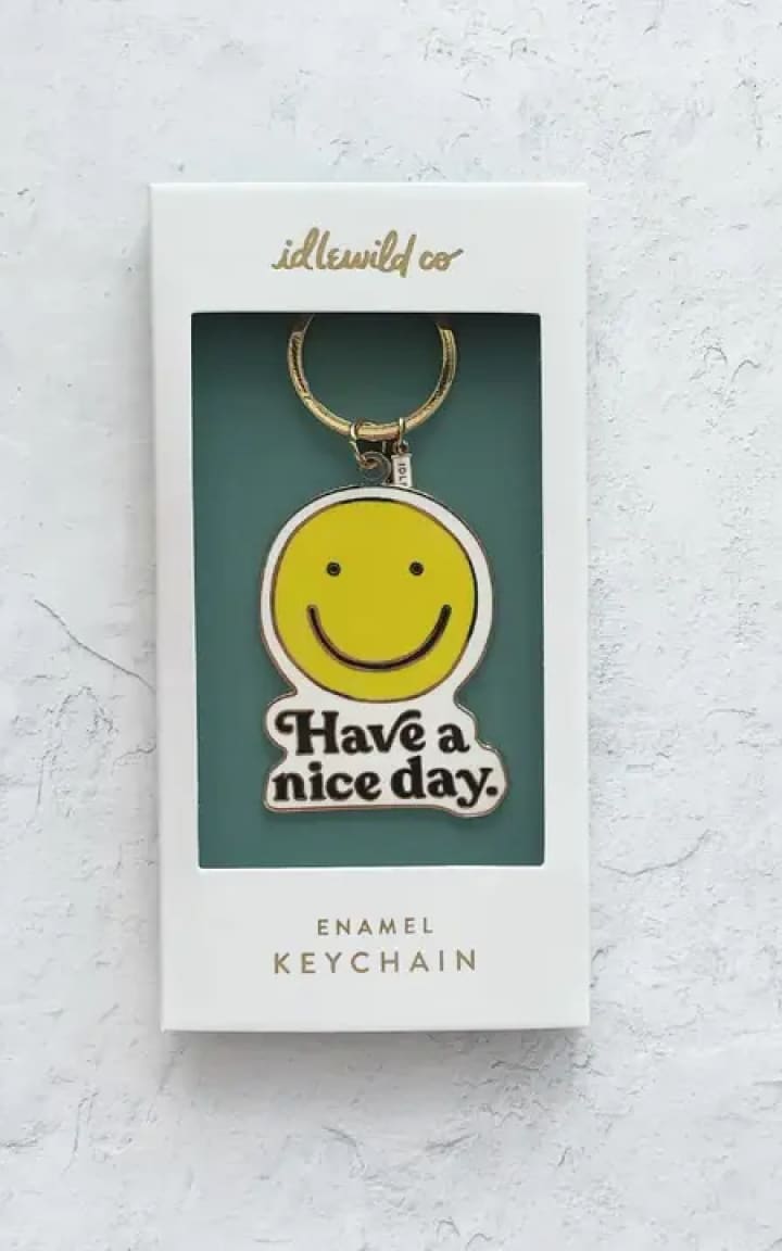 Idlewild Co.- Smiley Enamel Keychain - Gift & Home