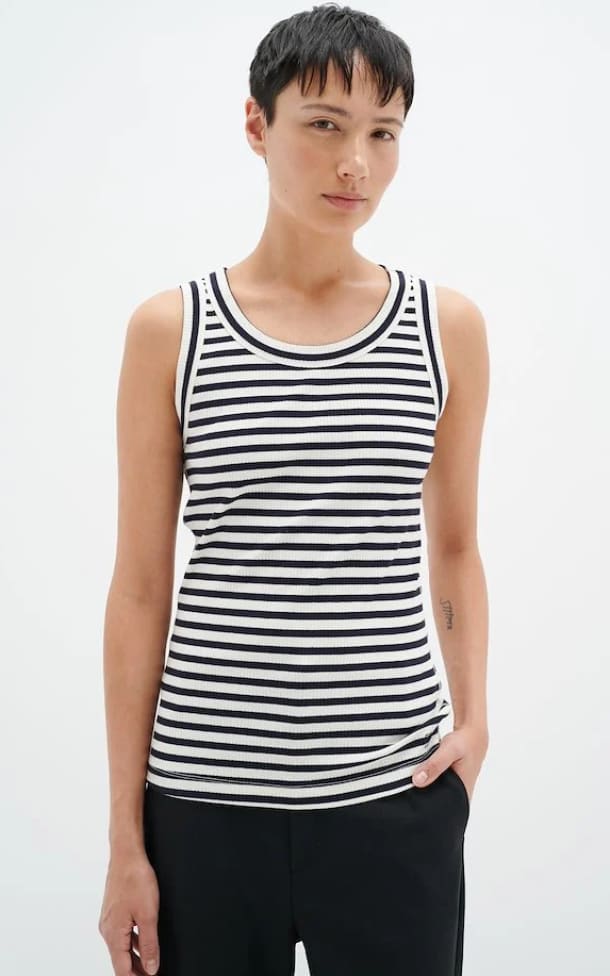 InWear- Dagna Wide Strap Ribbed Stripe Tank - Shirts & Tops