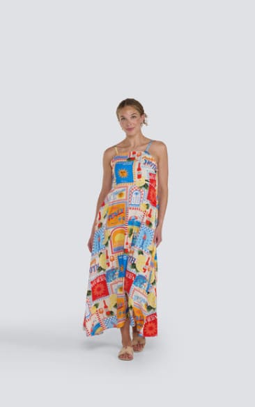 Jessica Laura- Italian Print Spaghetti Strap Dress - DRESS