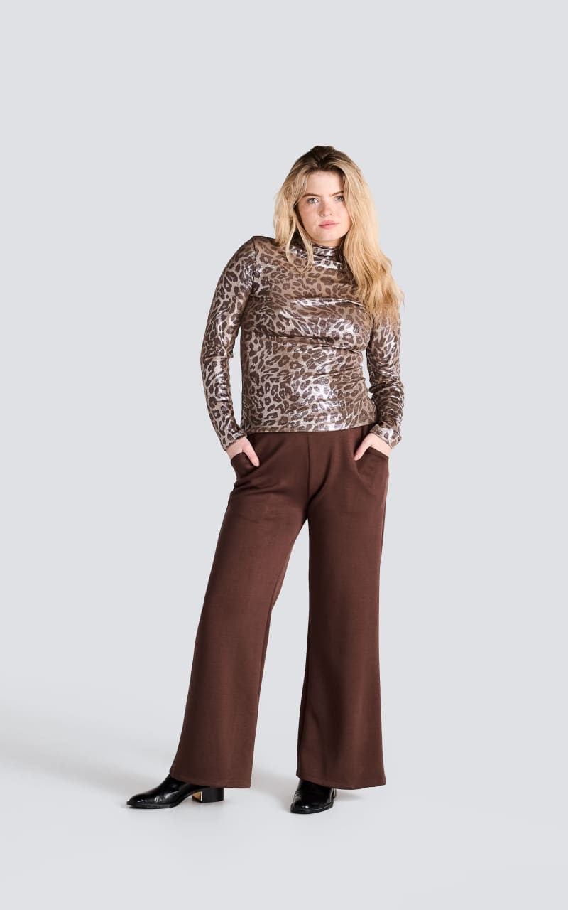 Jessica Laura- Shiny Leopard Mock Neck - SWEATER &