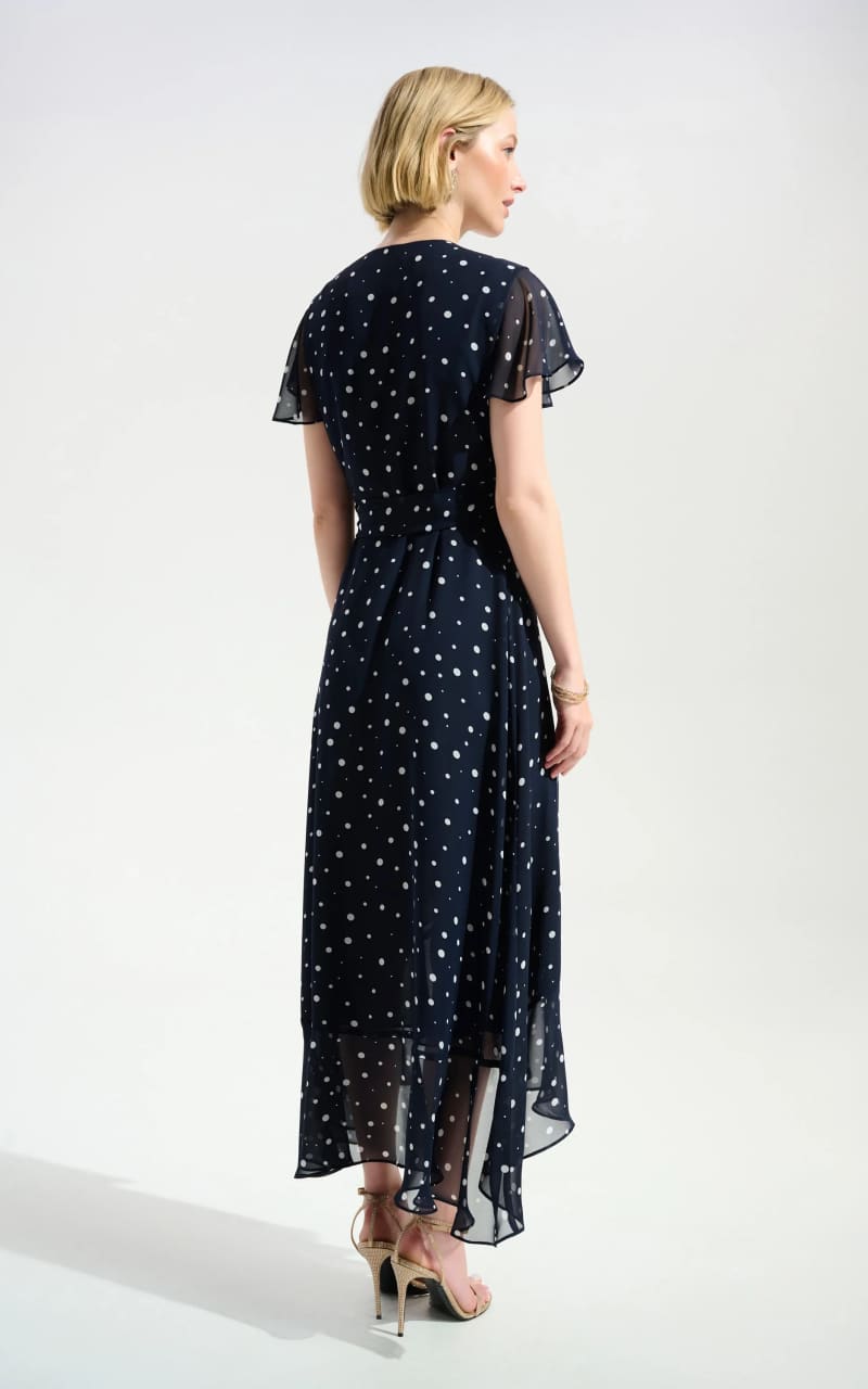 Joseph Ribkoff- Chiffon Print Wrap Dress With Ruffle Detail