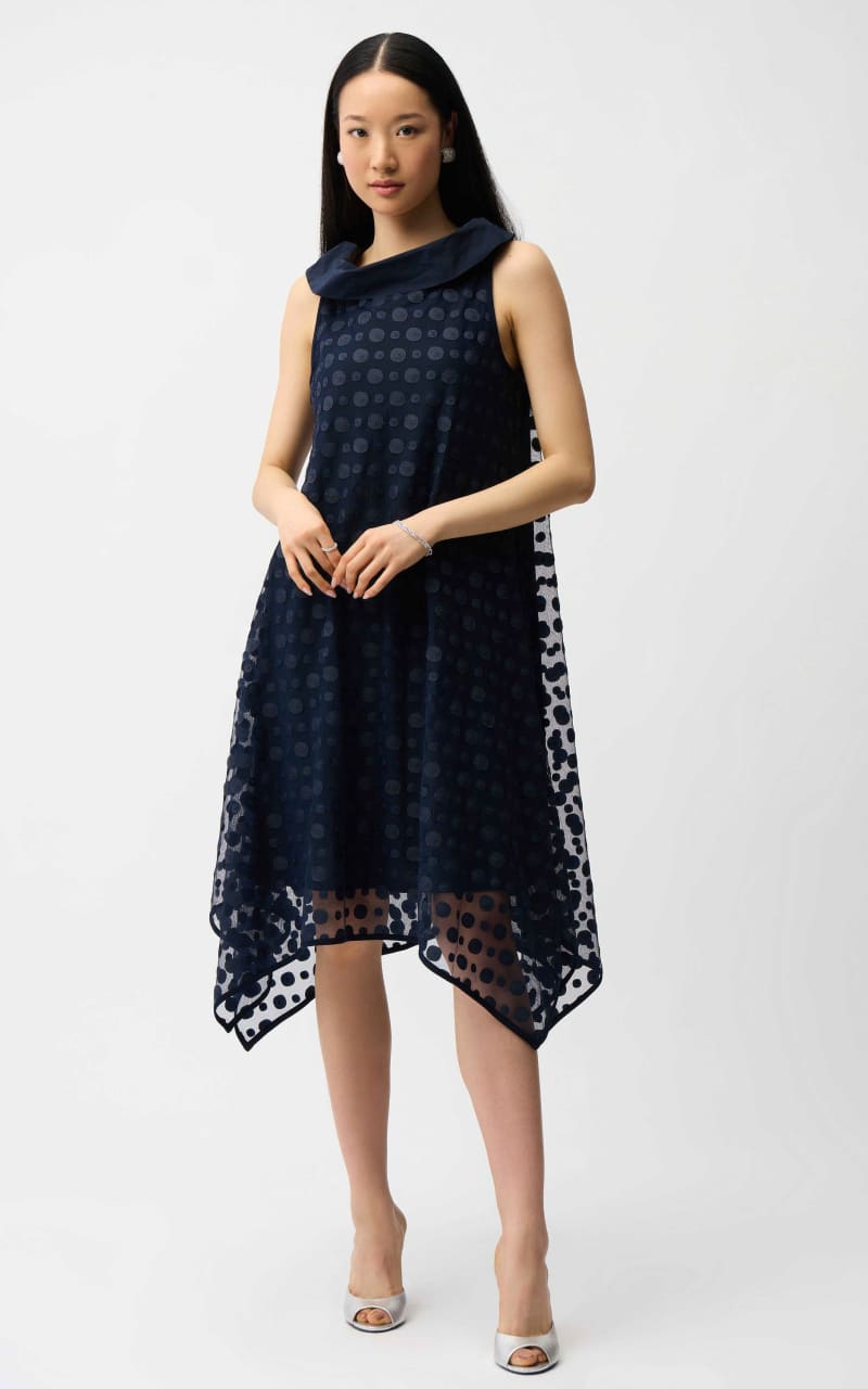 Joseph Ribkoff- Embroidered Mesh Handkerchief Dress