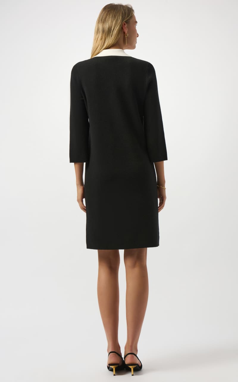 Joseph Ribkoff- Knit Dress with Contrast Shirt Collar