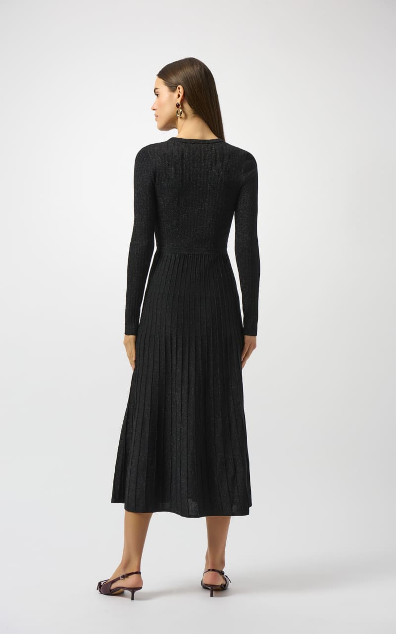 Joseph Ribkoff Knit Fit and Flare Crew Neck Dress in Black