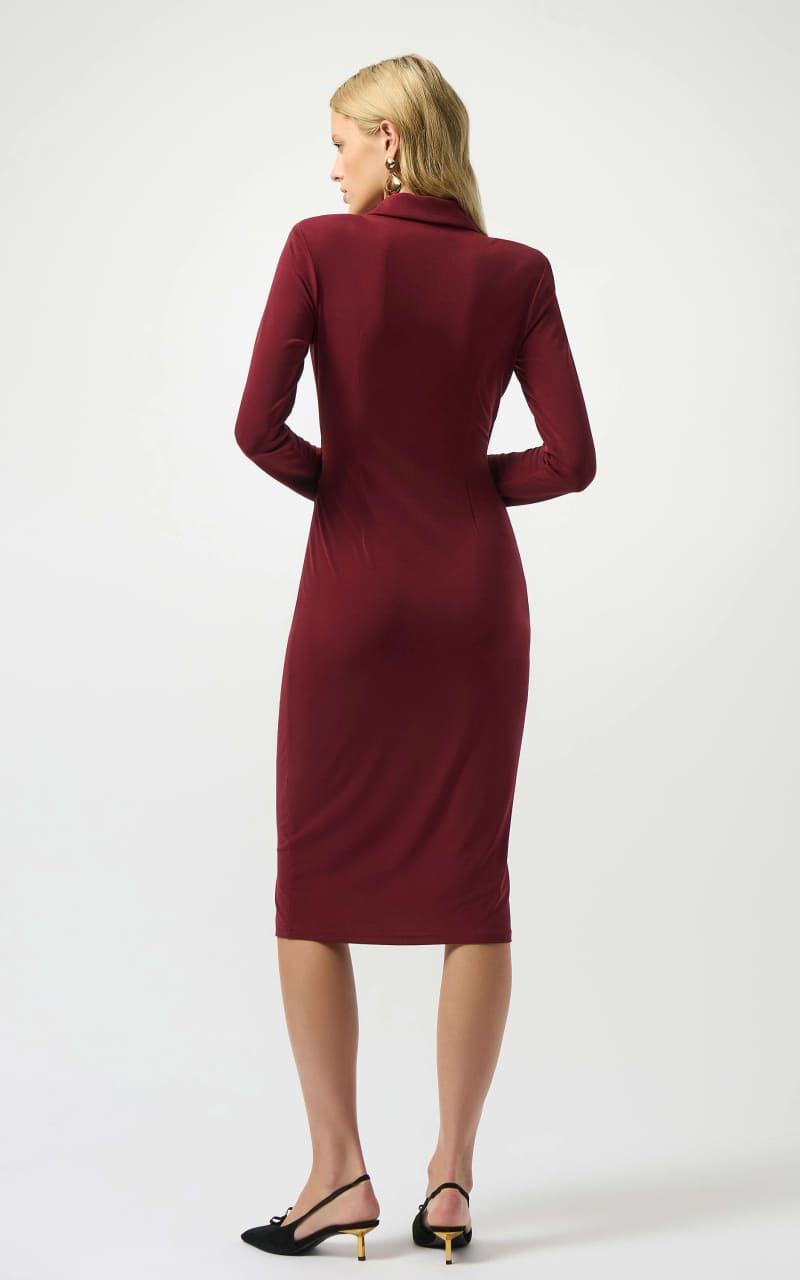 Joseph Ribkoff- Moss Crepe Wrap Dress in Merlot - DRESS