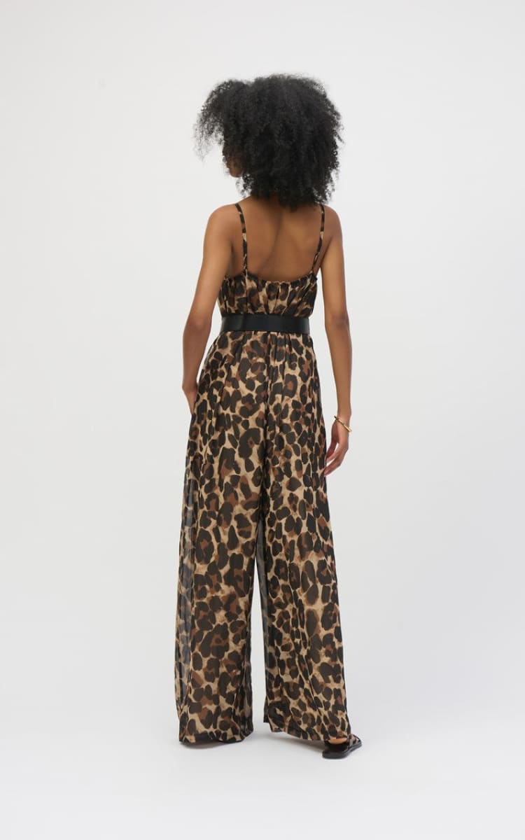 Joseph Ribkoff- Chiffon Animal Print Wide Leg Jumpsuit