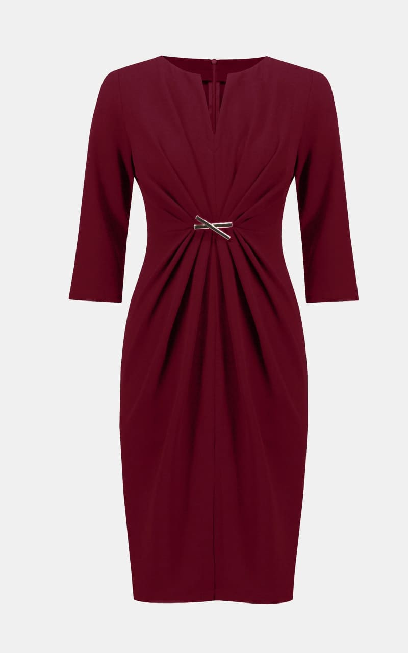Joseph Ribkoff- Scuba Crepe Sheath Dress in Merlot - DRESS