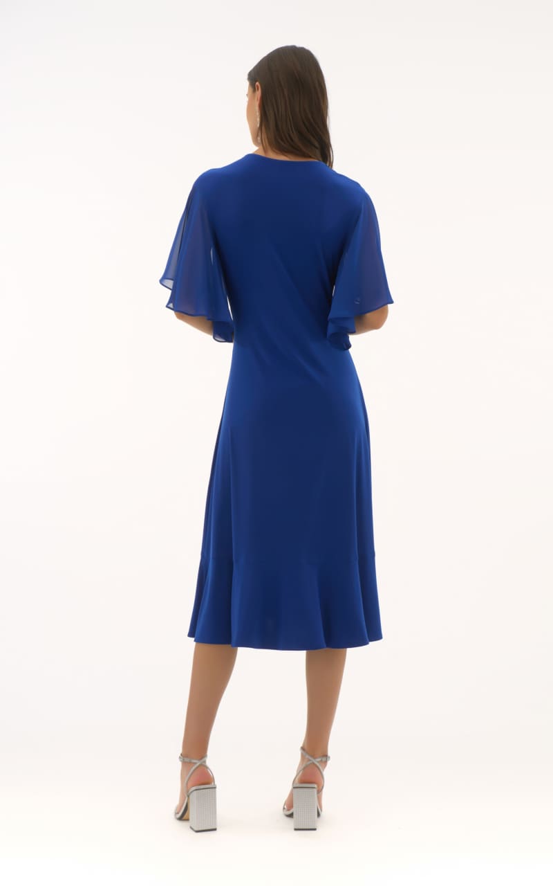 Joseph Ribkoff- Silky Knit And Chiffon Flowy Wrap Dress