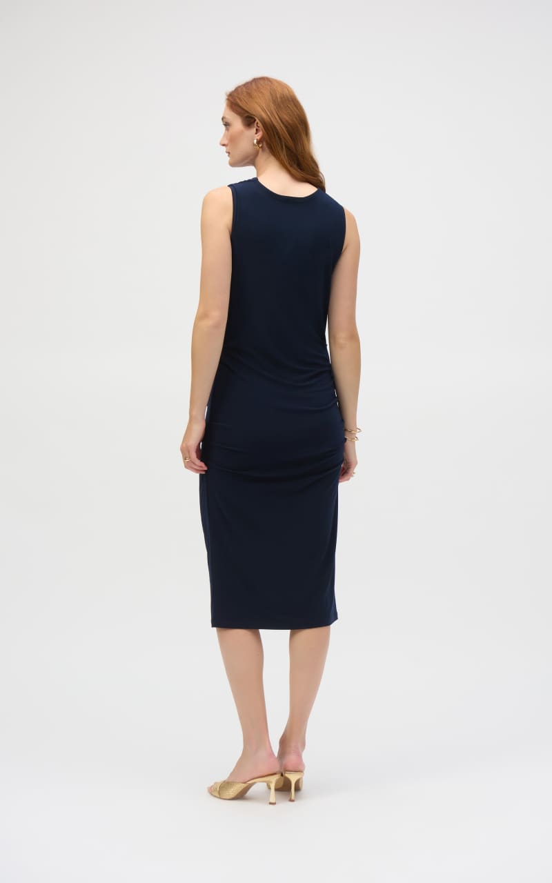 Joseph Ribkoff- Silky Knit Sheath Dress With Draped Neckline