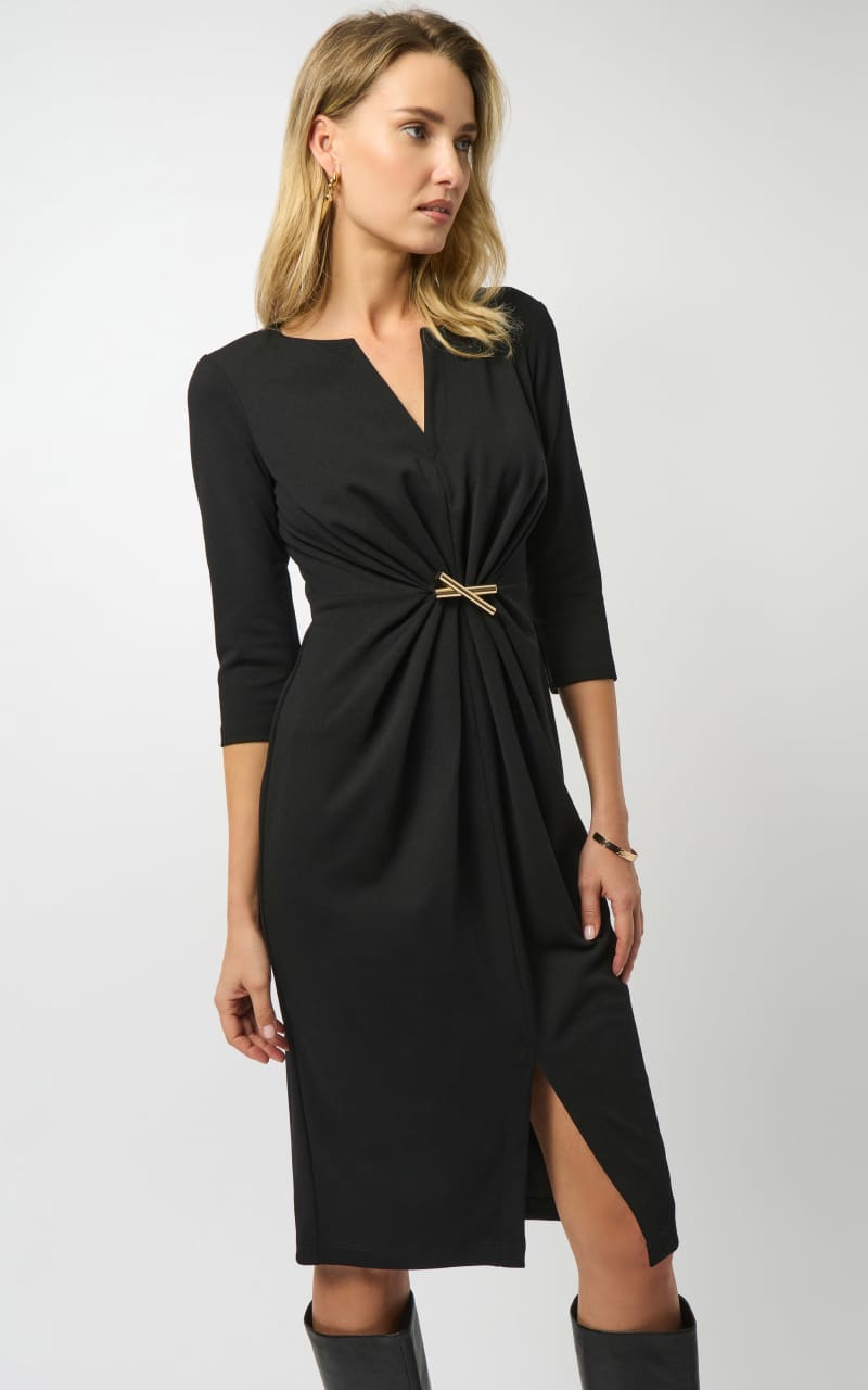 Joseph Ribkoff- Scuba Crepe Sheath Dress in Black - DRESS