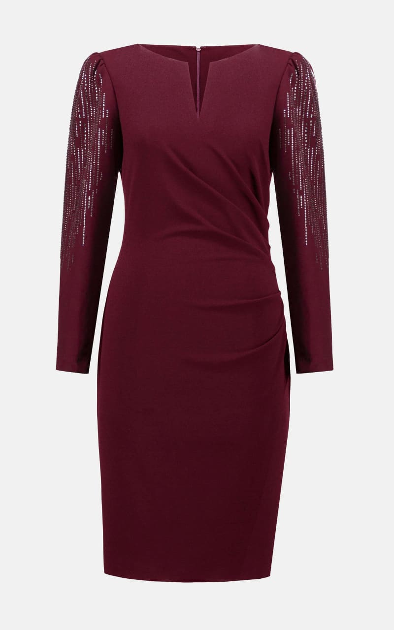 Joseph Ribkoff- Scuba Crepe Sheath Dress With Embellished