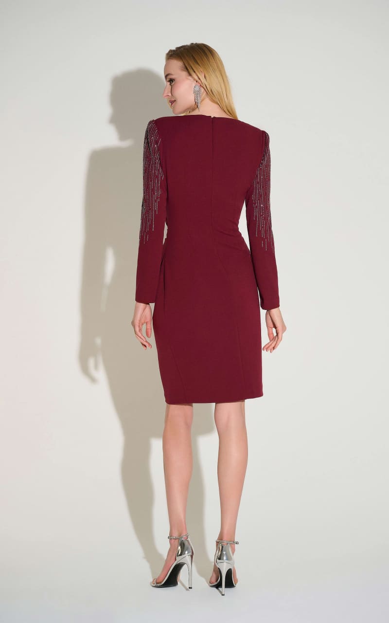 Joseph Ribkoff- Scuba Crepe Sheath Dress With Embellished