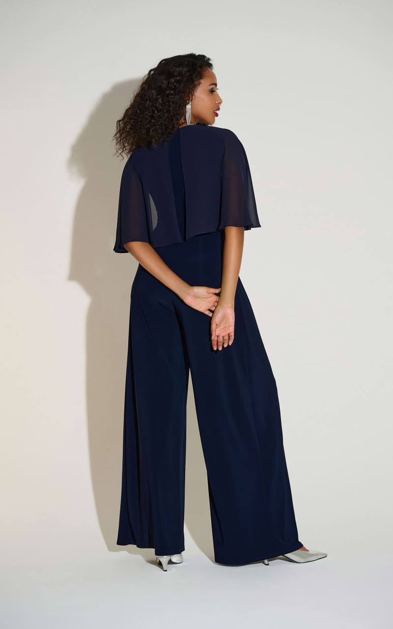 Joseph Ribkoff- Silky Knit & Chiffon Wide Leg Jumpsuit