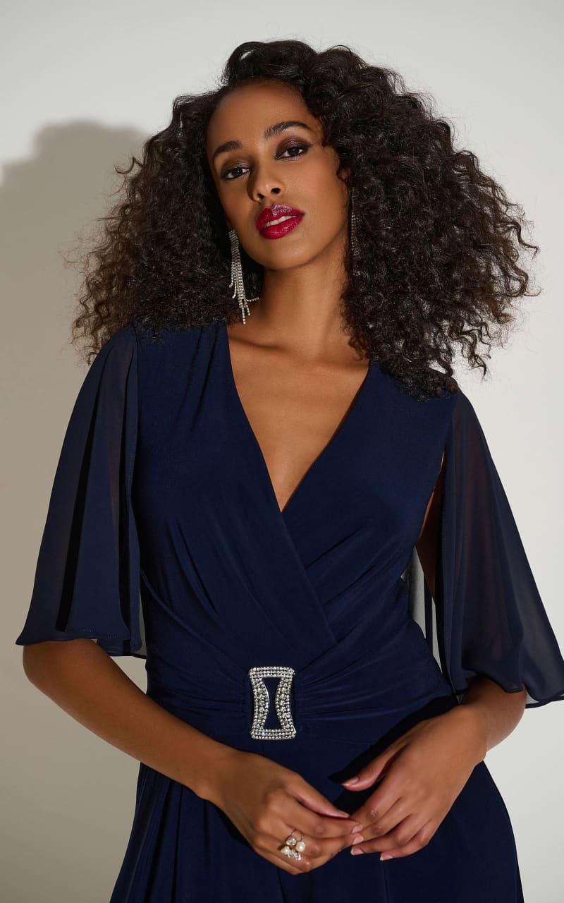 Joseph Ribkoff- Silky Knit & Chiffon Wide Leg Jumpsuit
