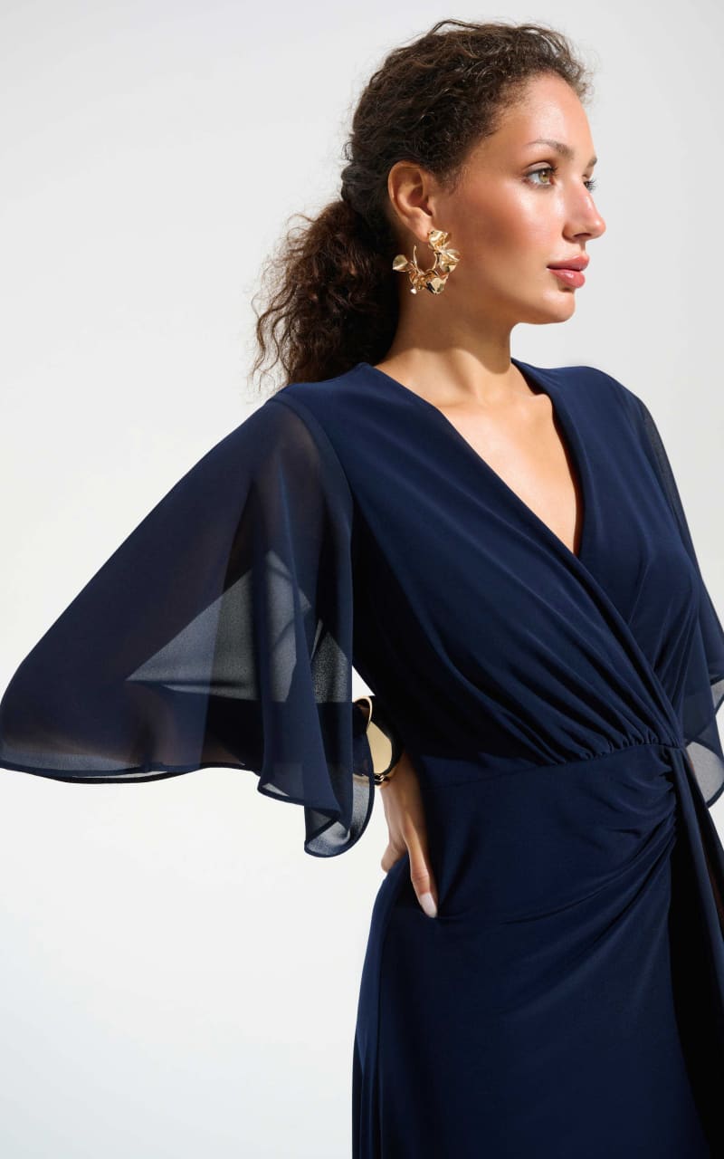 Joseph Ribkoff- Silky Knit Fit and Flare Dress with Chiffon