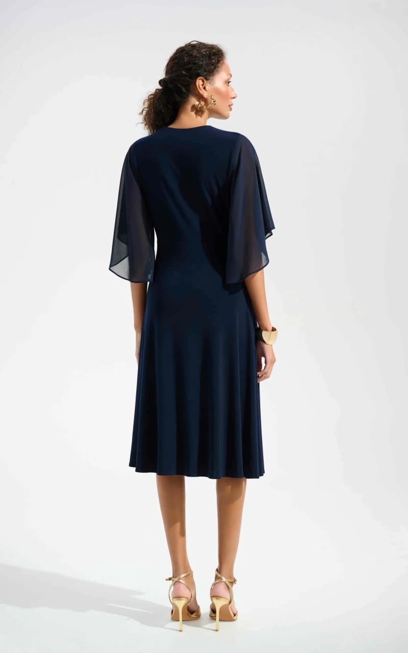 Joseph Ribkoff- Silky Knit Fit and Flare Dress with Chiffon