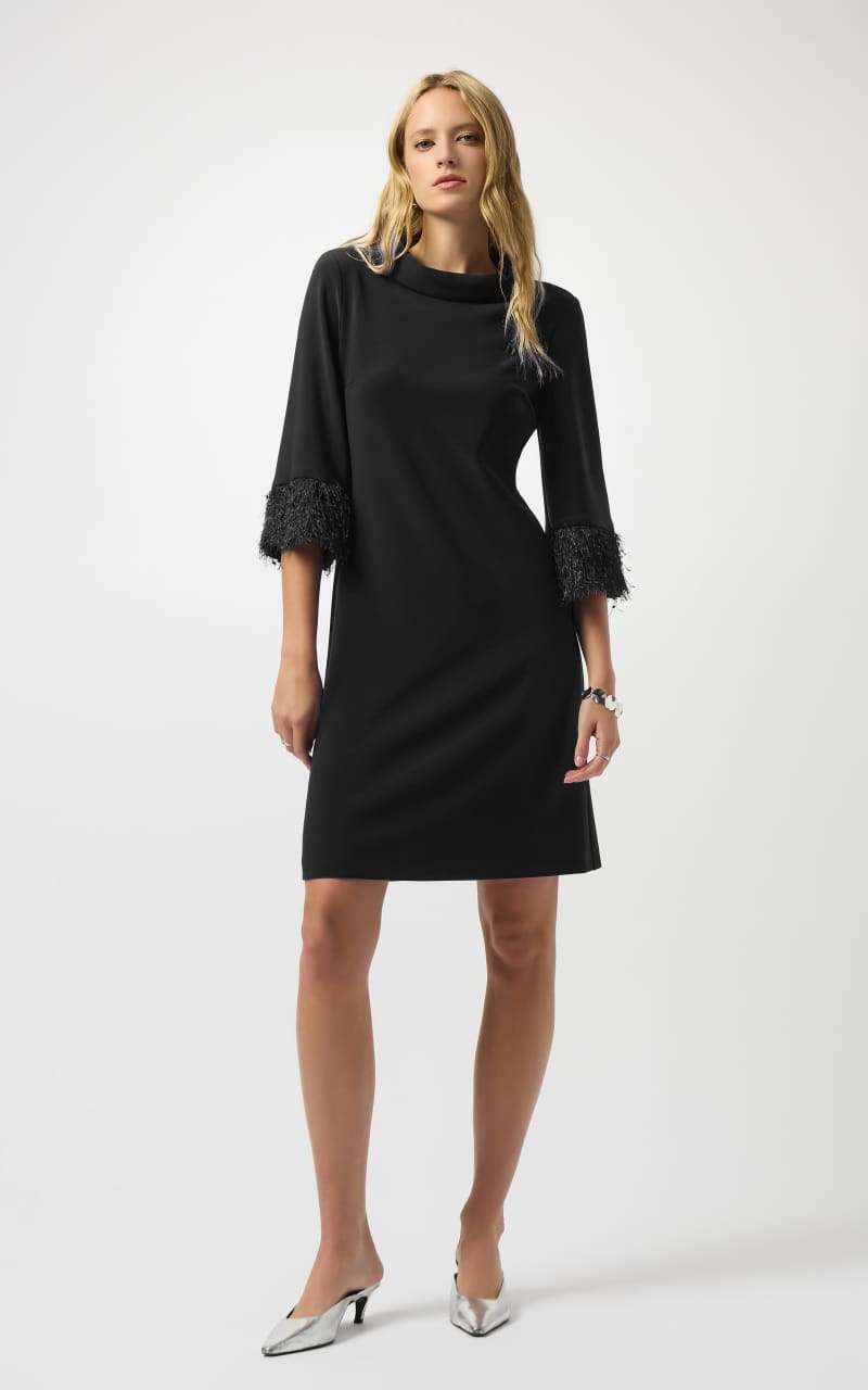 Joseph Ribkoff Silky Knit & Novelty A Line Dress in Black