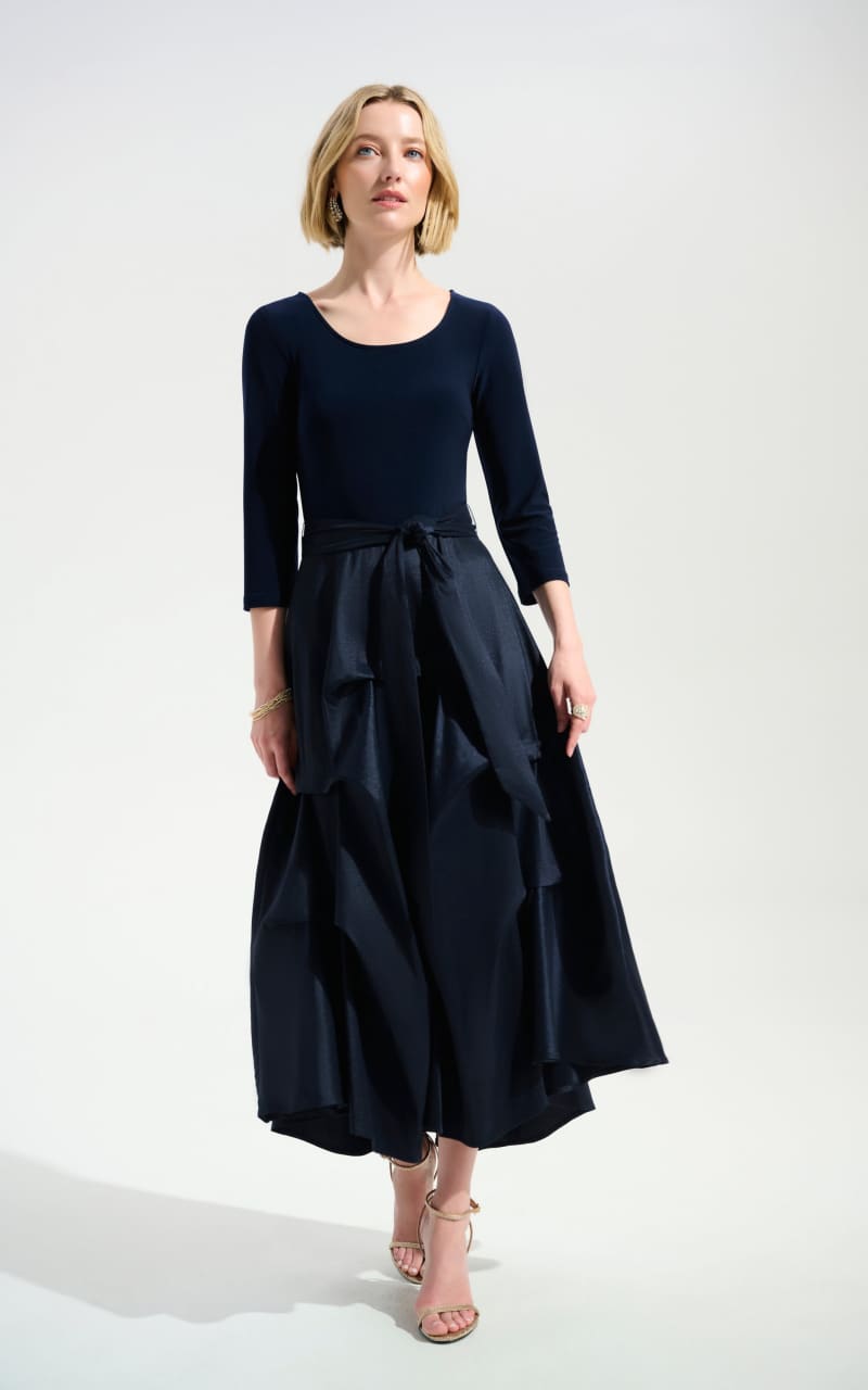 Joseph Ribkoff- Stretch Taffeta Flare Dress With Silky Knit