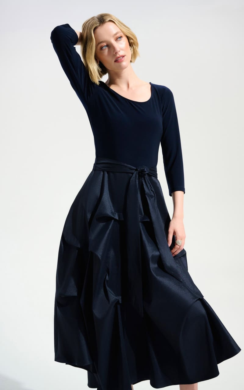 Joseph Ribkoff- Stretch Taffeta Flare Dress With Silky Knit