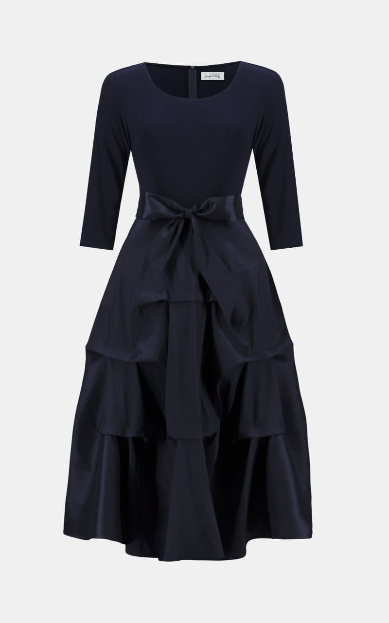 Joseph Ribkoff- Stretch Taffeta Flare Dress With Silky Knit