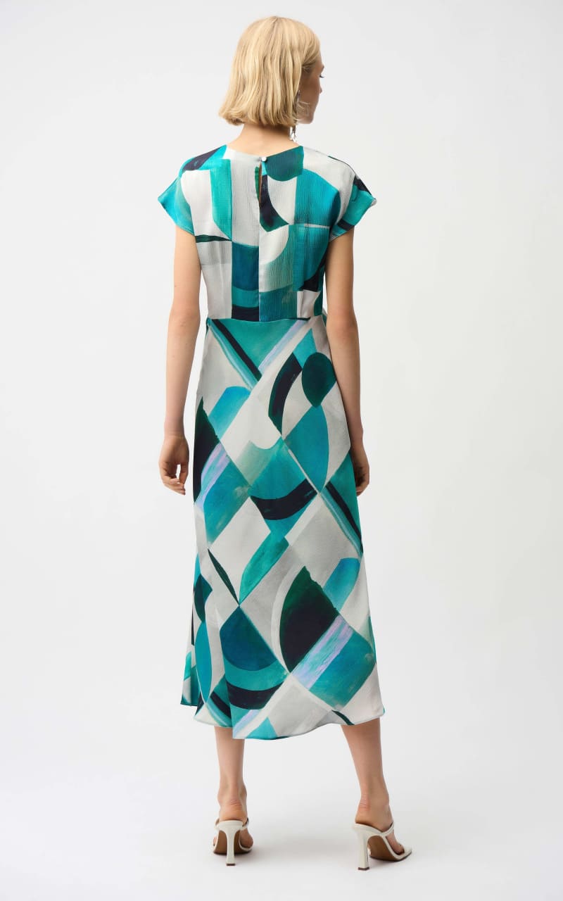 Joseph Ribkoff- Textured Satin Geometric Print Fit