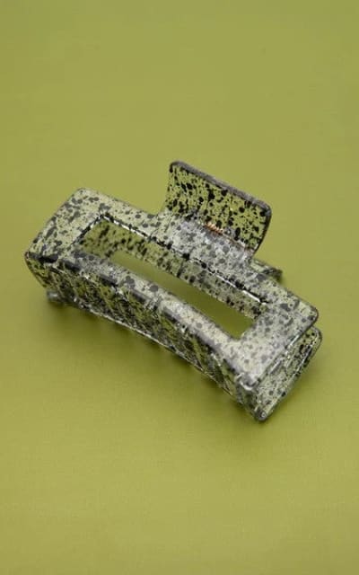 JOSSLYN- Rectangle Clear Speckle Hair Claw Clips - Black