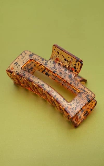 JOSSLYN- Rectangle Clear Speckle Hair Claw Clips - Brown