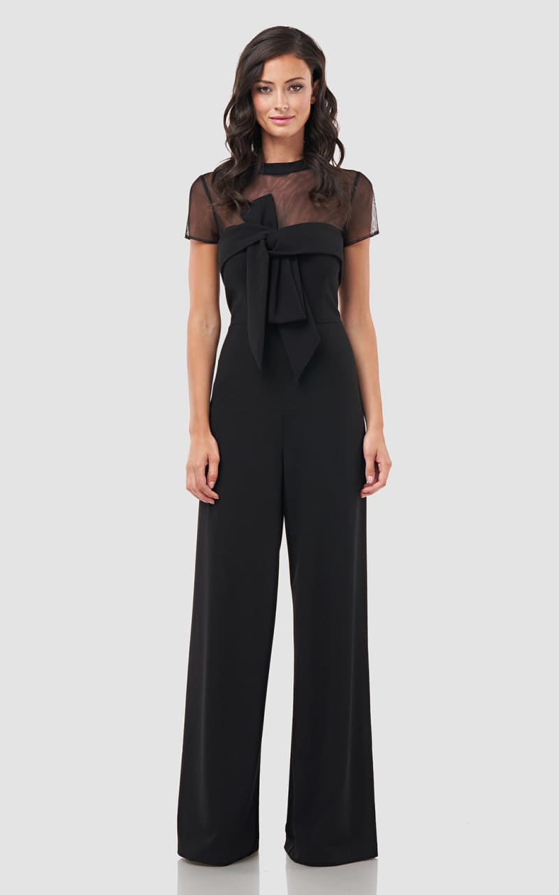 JS Collections - Crepe Bow Jumpsuit In Black - Jumpsuits &