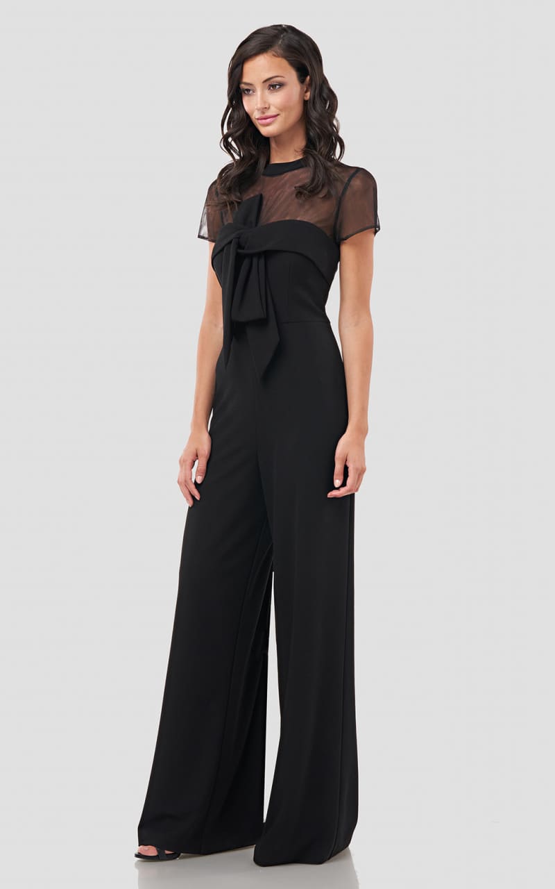 JS Collections - Crepe Bow Jumpsuit In Black - Jumpsuits &