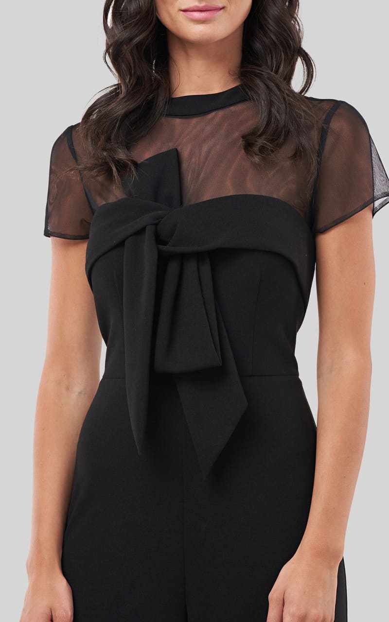 JS Collections - Crepe Bow Jumpsuit In Black - Jumpsuits &