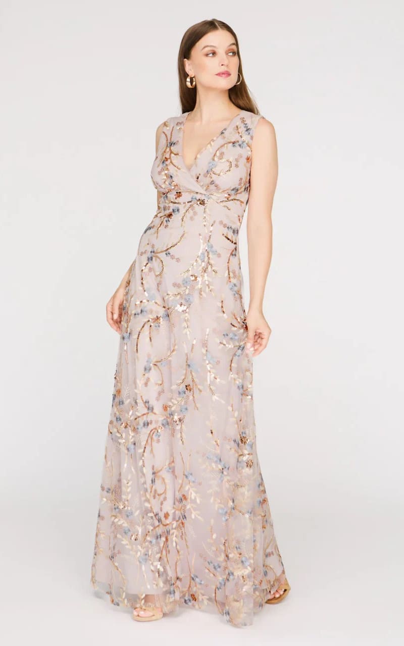 JS Collections- Lavinia A-Line Gown in Rose Gold - DRESS