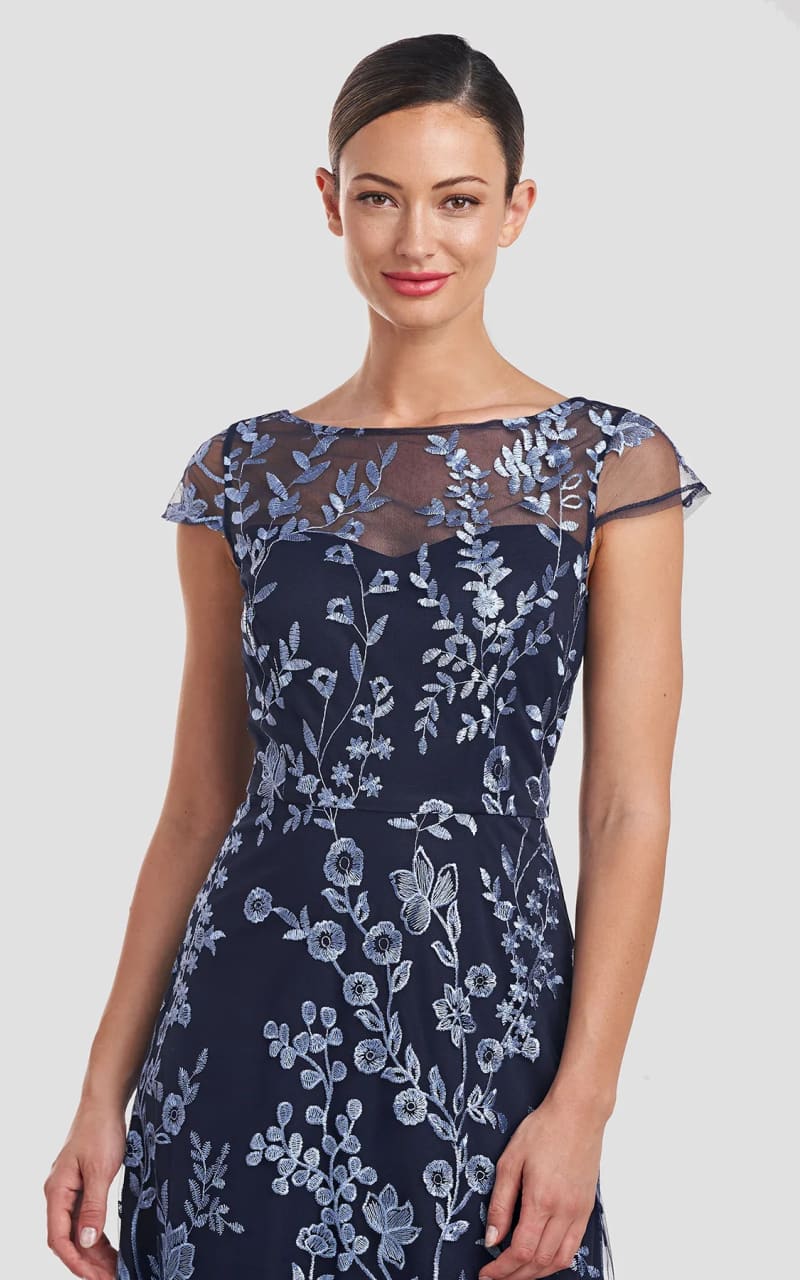 JS Collections- Meredith Tea Length Dress in Navy - DRESS