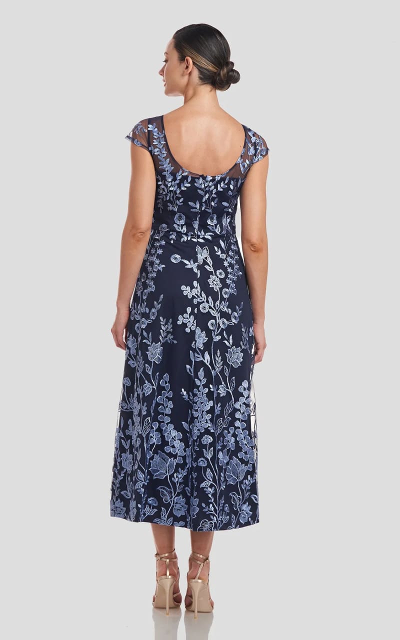 JS Collections- Meredith Tea Length Dress in Navy - DRESS