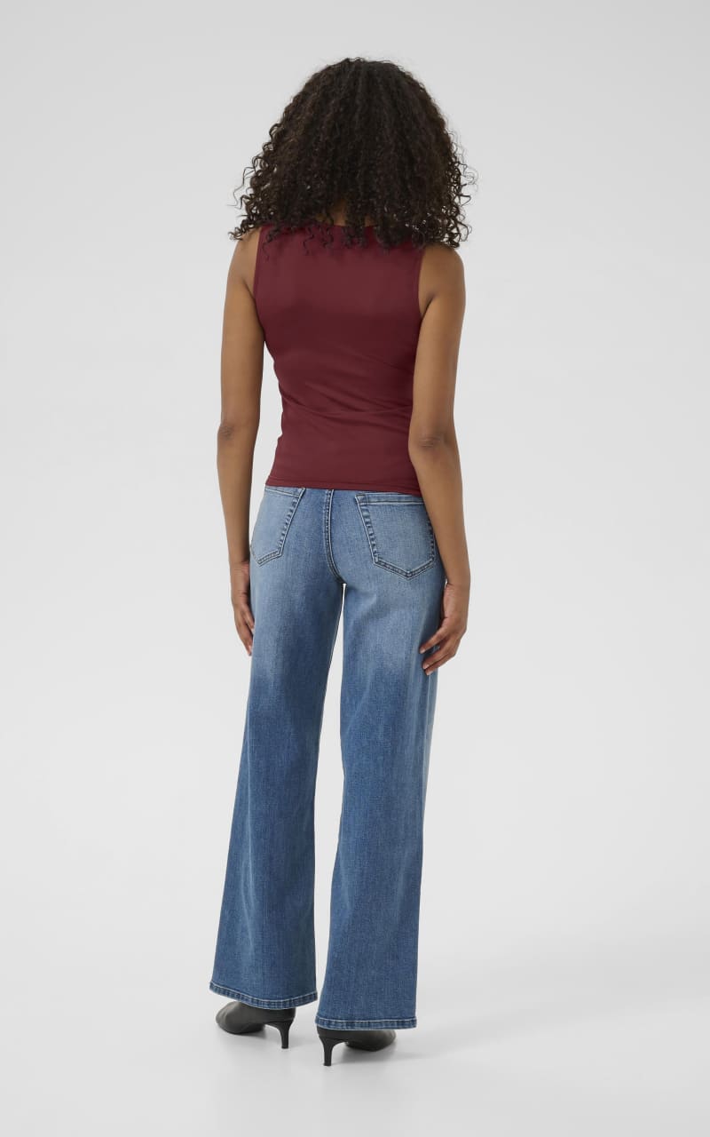 Kaffe- Arina Sleeveless Blouse in Windsor Wine - Blouses &