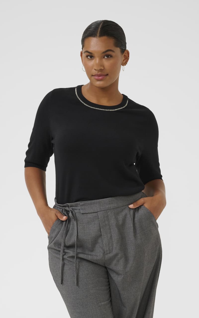 Kaffe Curve- Carla Knit Sweater in Black Deep - SWEATER &