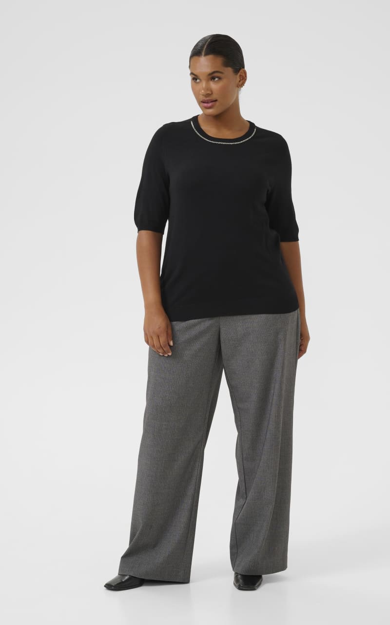 Kaffe Curve- Carla Knit Sweater in Black Deep - SWEATER &