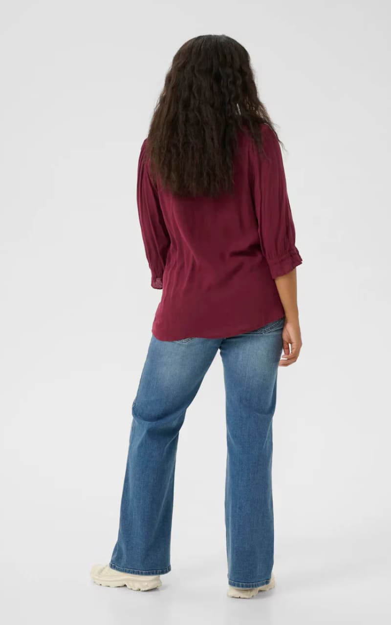 Kaffe Curve- Kiv Ami Blouse in Windsor Wine - Blouses & Tops
