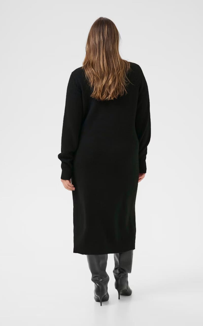 Kaffe Curve- Niela Sweater Dress in black Deep - DRESS