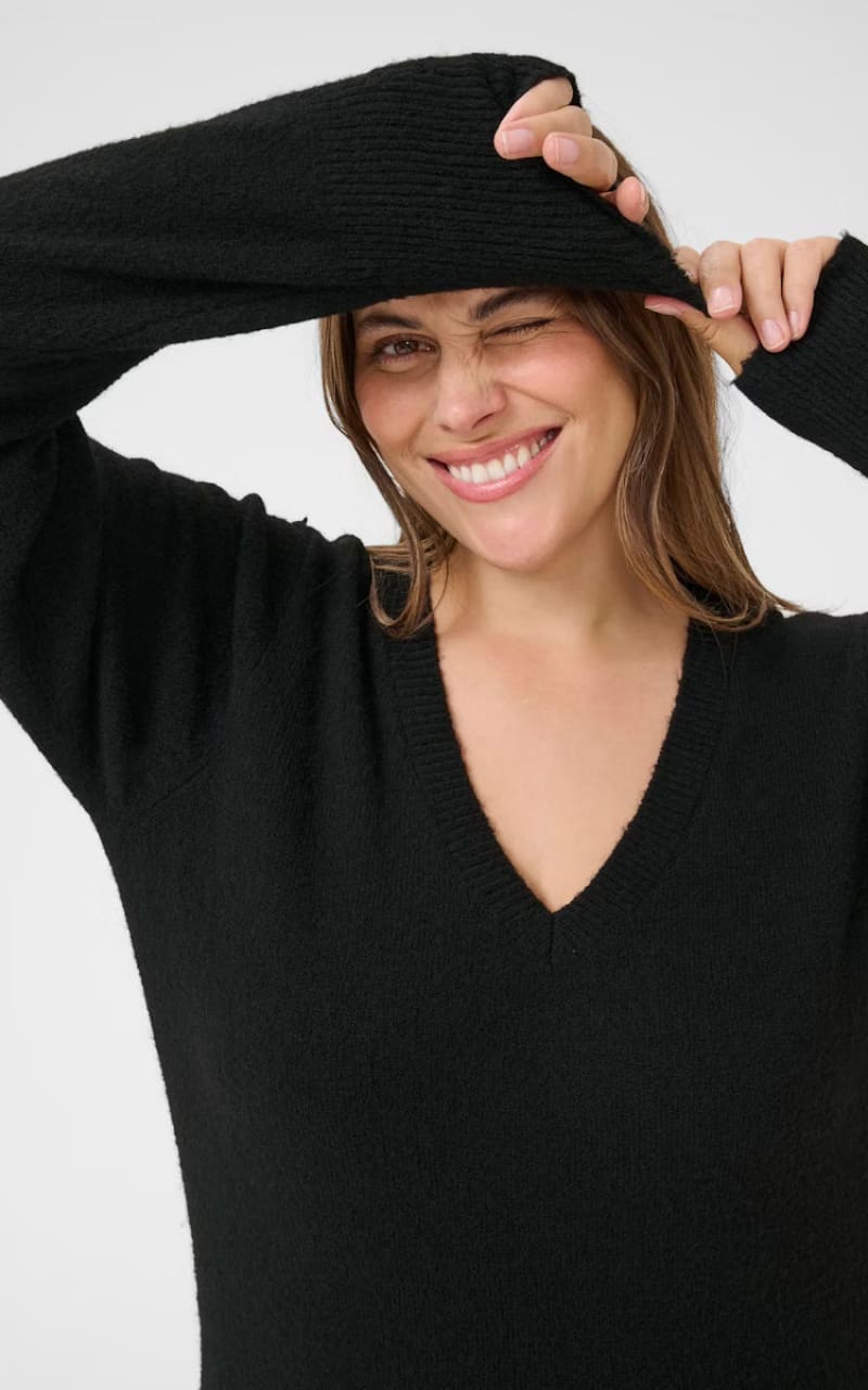 Kaffe Curve- Niela Sweater Dress in black Deep - DRESS