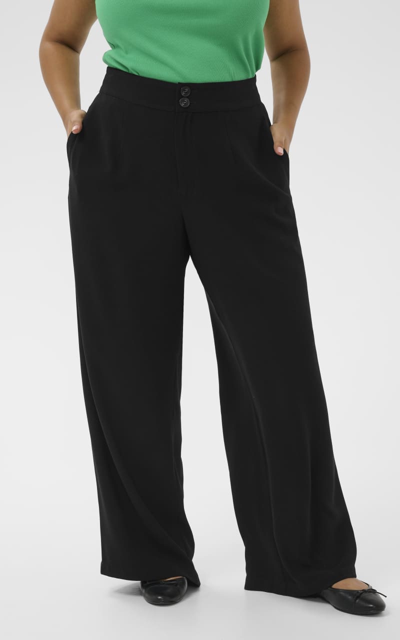 Kaffe Curve- Roxana Wide Trousers in Black Deep - Pant