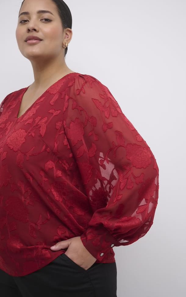 Kaffe Curve - Tulle Blouse in Sun-Dried Tomato