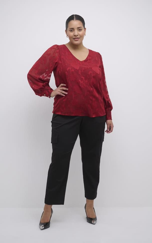 Kaffe Curve - Tulle Blouse in Sun-Dried Tomato