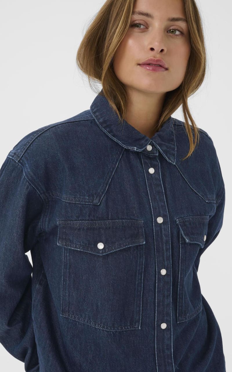 Kaffe- Eloise Denim Shirt in Dark Blue - denim