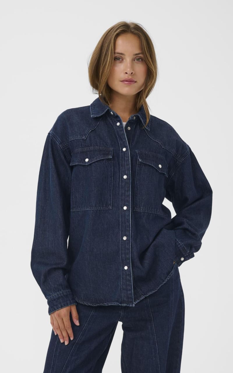 Kaffe- Eloise Denim Shirt in Dark Blue - denim